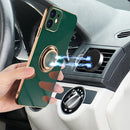 6D Electroplating Full Coverage Silicone Protective Case with Magnetic Ring Holder For iPhone 12 Pro(Grey)