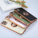 6D Electroplating Full Coverage Silicone Protective Case with Magnetic Ring Holder For iPhone 12 Pro Max(Green)