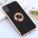 6D Electroplating Full Coverage Silicone Protective Case with Magnetic Ring Holder For iPhone XS / X(Black)