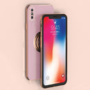 6D Electroplating Full Coverage Silicone Protective Case with Magnetic Ring Holder For iPhone XS / X(Grey)
