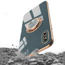 6D Electroplating Full Coverage Silicone Protective Case with Magnetic Ring Holder For iPhone XS / X(Grey)