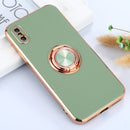 6D Electroplating Full Coverage Silicone Protective Case with Magnetic Ring Holder For iPhone XS / X(Green)