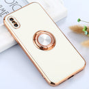 6D Electroplating Full Coverage Silicone Protective Case with Magnetic Ring Holder For iPhone XS / X(White)