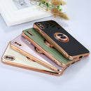 6D Electroplating Full Coverage Silicone Protective Case with Magnetic Ring Holder For iPhone XS / X(White)