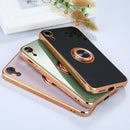 6D Electroplating Full Coverage Silicone Protective Case with Magnetic Ring Holder For iPhone XR(Light Purple)