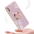 6D Electroplating Full Coverage Silicone Protective Case with Magnetic Ring Holder For iPhone XR(Light Cyan)