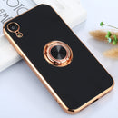 6D Electroplating Full Coverage Silicone Protective Case with Magnetic Ring Holder For iPhone XR(Black)