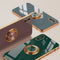 6D Electroplating Full Coverage Silicone Protective Case with Magnetic Ring Holder For iPhone XR(Dark Green)