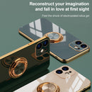 6D Electroplating Full Coverage Silicone Protective Case with Magnetic Ring Holder For iPhone XR(Green)