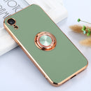 6D Electroplating Full Coverage Silicone Protective Case with Magnetic Ring Holder For iPhone XR(Green)