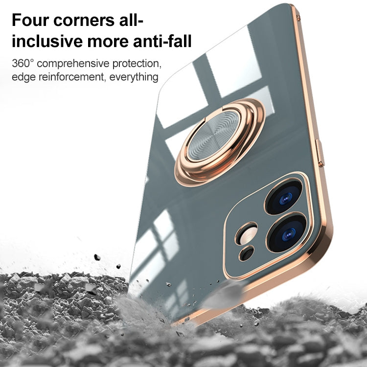 6D Electroplating Full Coverage Silicone Protective Case with Magnetic Ring Holder For iPhone XR(Green)