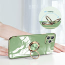 6D Electroplating Full Coverage Silicone Protective Case with Magnetic Ring Holder For iPhone XR(Green)