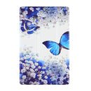 For Samsung Galaxy Tab A7 10.4 (2020) Coloured Drawing Pattern Horizontal Flip Leather Case with Three-folding Holder(Blue Butterflies)