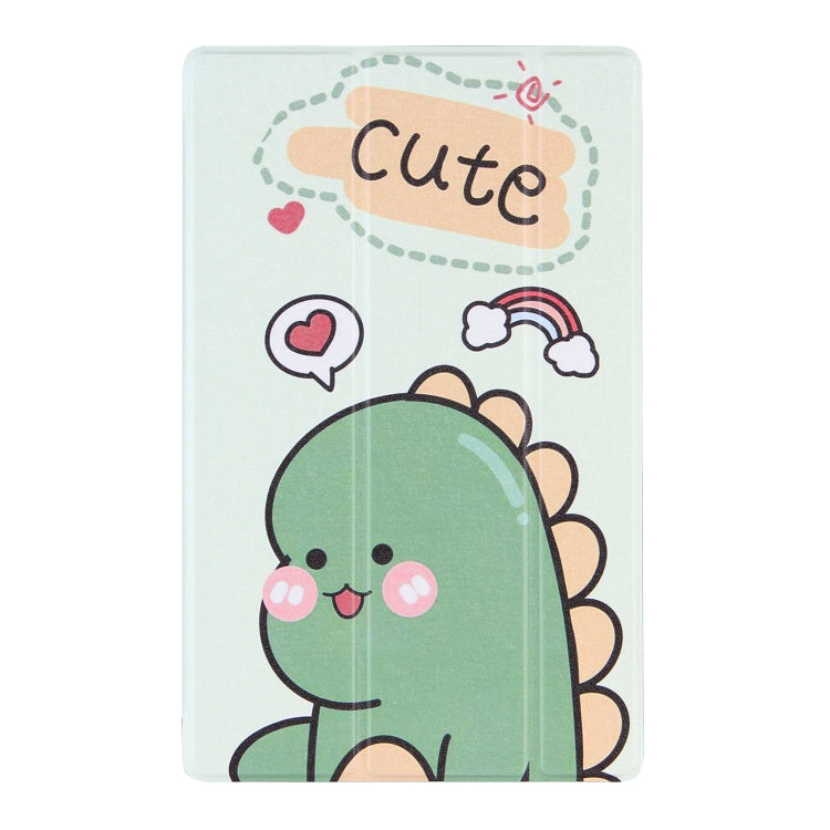 For Lenovo Tab M10 HD Gen 2 (TB-X306F) Coloured Drawing Pattern Horizontal Flip Leather Case with Three-folding Holder(Green Dinosaur)