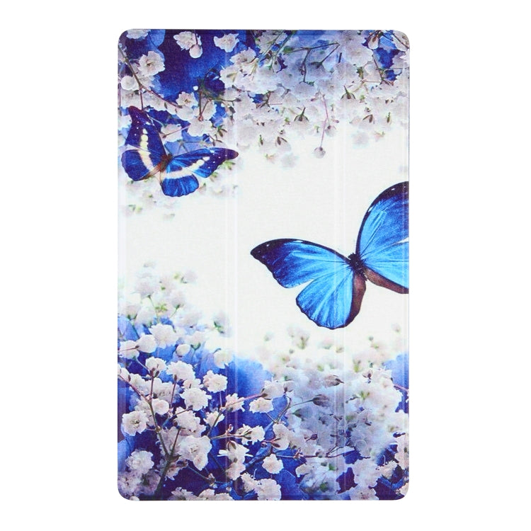 For Lenovo Tab M10 HD Gen 2 (TB-X306F) Coloured Drawing Pattern Horizontal Flip Leather Case with Three-folding Holder(Blue Butterflies)