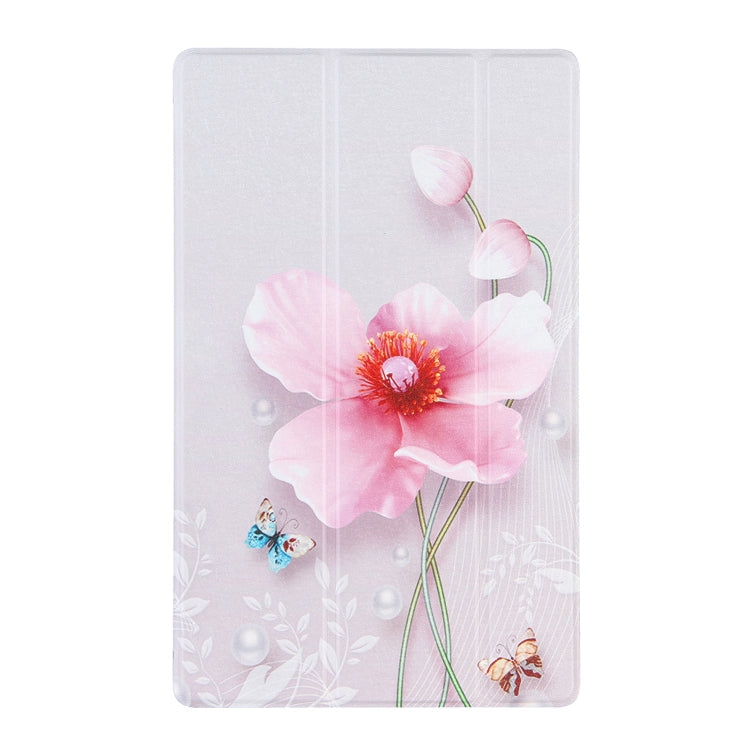 For Lenovo Tab M10 HD Gen 2 (TB-X306F) Coloured Drawing Pattern Horizontal Flip Leather Case with Three-folding Holder(Pearl Flower)