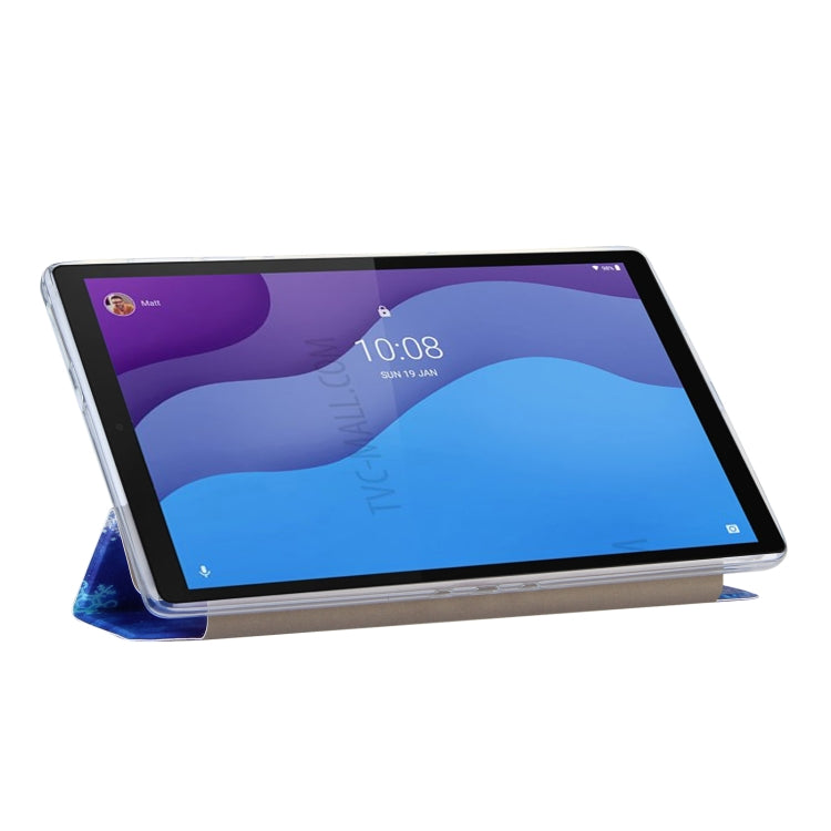 For Lenovo Tab M10 HD Gen 2 (TB-X306F) Coloured Drawing Pattern Horizontal Flip Leather Case with Three-folding Holder(Starry Sky)
