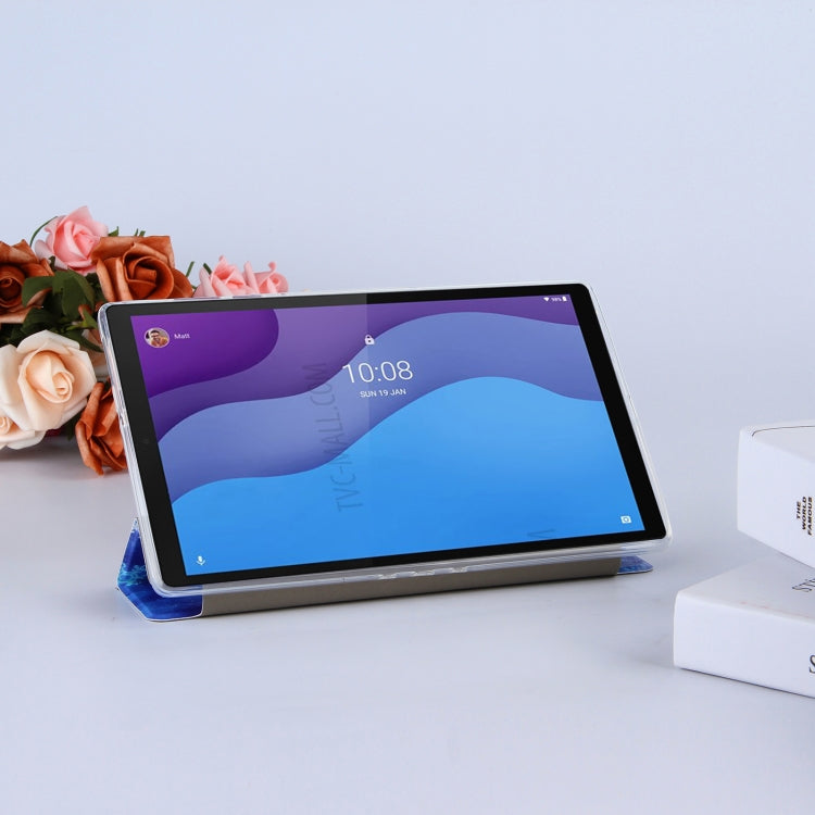 For Lenovo Tab M10 HD Gen 2 (TB-X306F) Coloured Drawing Pattern Horizontal Flip Leather Case with Three-folding Holder(Starry Sky)