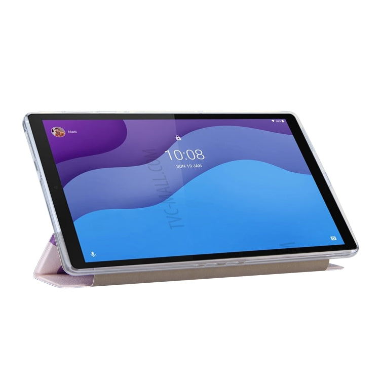For Lenovo Tab M10 HD Gen 2 (TB-X306F) Coloured Drawing Pattern Horizontal Flip Leather Case with Three-folding Holder(Purple Flower)