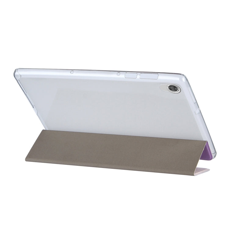 For Lenovo Tab M10 HD Gen 2 (TB-X306F) Coloured Drawing Pattern Horizontal Flip Leather Case with Three-folding Holder(Purple Flower)