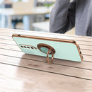 For Xiaomi Redmi K30 6D Electroplating Full Coverage Silicone Protective Case with Magnetic Ring Holder(Light Cyan)