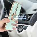 For Xiaomi Redmi K30 6D Electroplating Full Coverage Silicone Protective Case with Magnetic Ring Holder(Light Cyan)