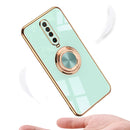 For Xiaomi Redmi K30 6D Electroplating Full Coverage Silicone Protective Case with Magnetic Ring Holder(Light Cyan)