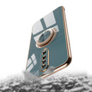 For Xiaomi Redmi K30 6D Electroplating Full Coverage Silicone Protective Case with Magnetic Ring Holder(Light Cyan)