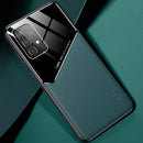 For Samsung Galaxy A52 5G / 4G All-inclusive Leather + Organic Glass Protective Case with Metal Iron Sheet(Dark Green)