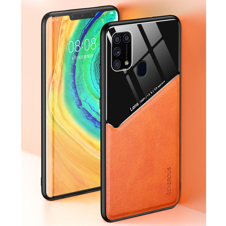 For Samsung Galaxy M31 All-inclusive Leather + Organic Glass Protective Case with Metal Iron Sheet(Dark Green)