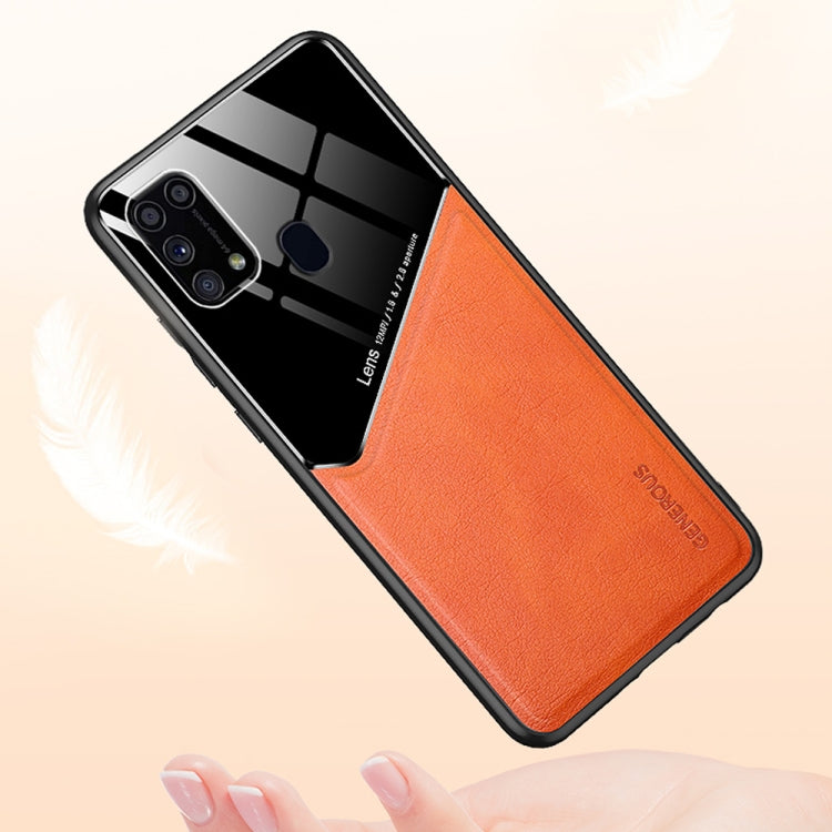 For Samsung Galaxy M31 All-inclusive Leather + Organic Glass Protective Case with Metal Iron Sheet(Dark Green)