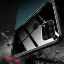 For Samsung Galaxy M31 All-inclusive Leather + Organic Glass Protective Case with Metal Iron Sheet(Dark Green)