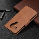 For Nokia 5.4 Retro Lambskin Texture Pure Color Horizontal Flip PU Leather Case with Holder & Card Slots & Wallet & Lanyard(Brown)