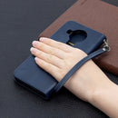 For Nokia 5.4 Retro Lambskin Texture Pure Color Horizontal Flip PU Leather Case with Holder & Card Slots & Wallet & Lanyard(Blue)