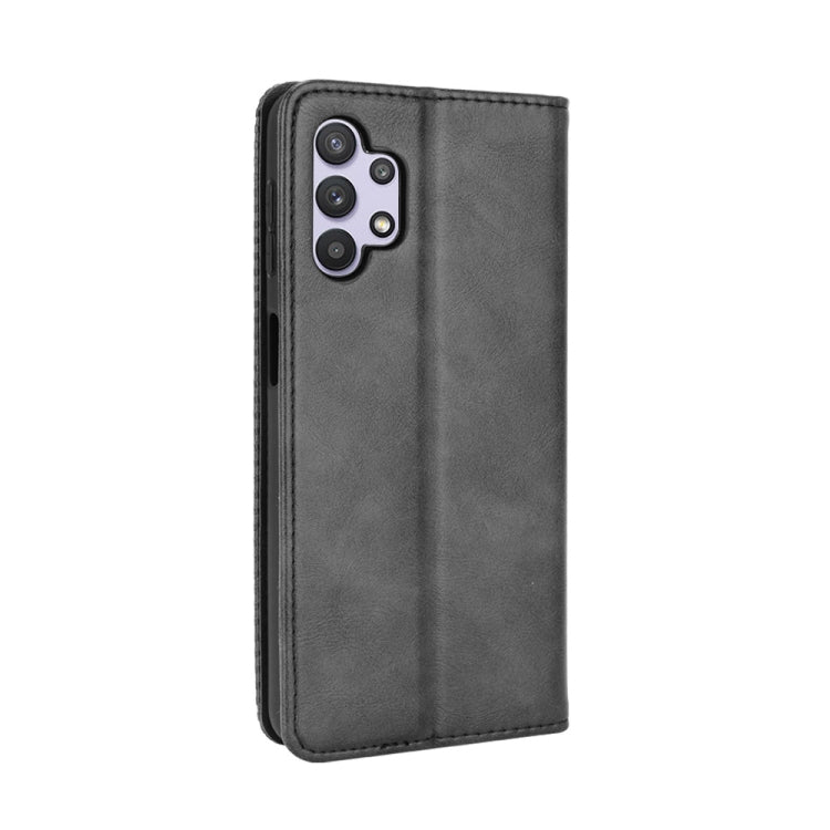 For Samsung Galaxy A32 5G Magnetic Buckle Retro Crazy Horse Texture Horizontal Flip Leather Case with Holder & Card Slots & Photo Frame(Black)