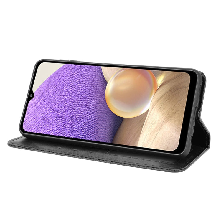For Samsung Galaxy A32 5G Magnetic Buckle Retro Crazy Horse Texture Horizontal Flip Leather Case with Holder & Card Slots & Photo Frame(Black)