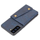 For Samsung Galaxy S21 5G Double Buckle PU + TPU Shockproof Magnetic Protective Case with Card Slot & Holder(Blue)