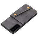 For Samsung Galaxy S21+ 5G Double Buckle PU + TPU Shockproof Magnetic Protective Case with Card Slot & Holder(Grey)