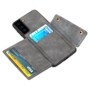 For Samsung Galaxy S21+ 5G Double Buckle PU + TPU Shockproof Magnetic Protective Case with Card Slot & Holder(Grey)