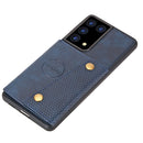 For Samsung Galaxy S21 Ultra 5G Double Buckle PU + TPU Shockproof Magnetic Protective Case with Card Slot & Holder(Blue)