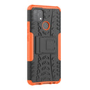 For OPPO A15 Tire Texture Shockproof TPU+PC Protective Case with Holder(Orange)