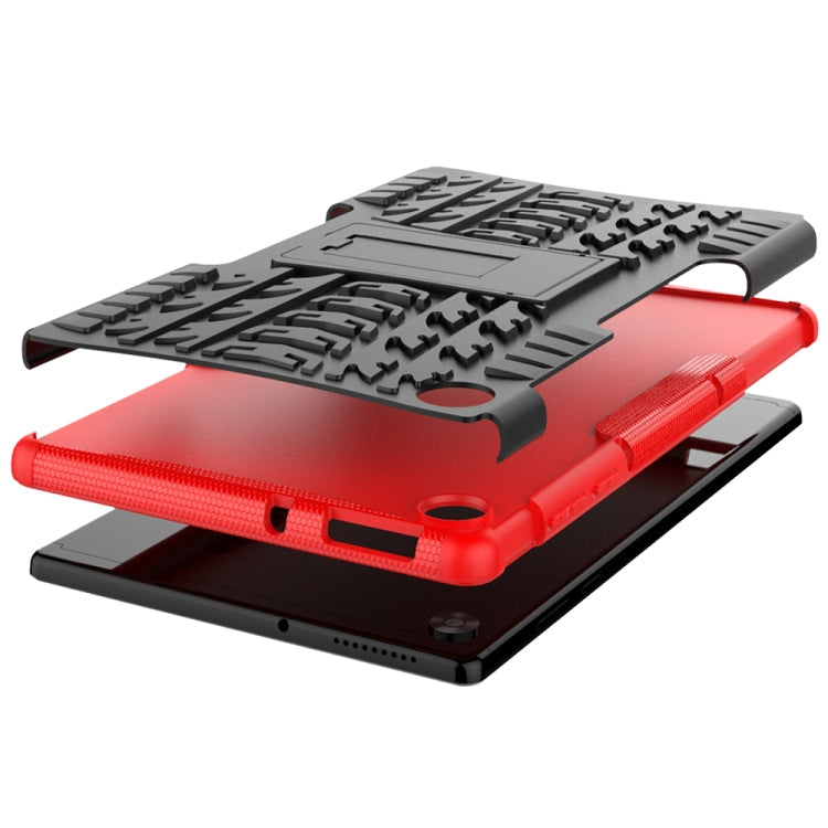For Lenovo Tab M10 HD Gen 2 (TB-X306F) Tire Texture TPU+PC Shockproof Case with Holder(Red)