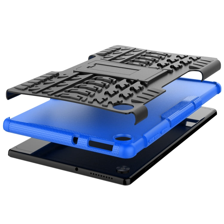 For Lenovo Tab M10 HD Gen 2 (TB-X306F) Tire Texture TPU+PC Shockproof Case with Holder(Blue)