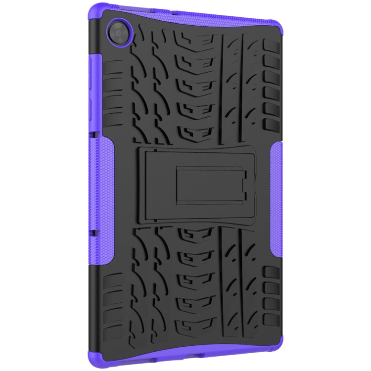 For Lenovo Tab M10 HD Gen 2 (TB-X306F) Tire Texture TPU+PC Shockproof Case with Holder(Purple)