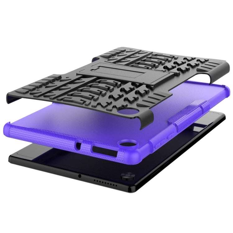 For Lenovo Tab M10 HD Gen 2 (TB-X306F) Tire Texture TPU+PC Shockproof Case with Holder(Purple)