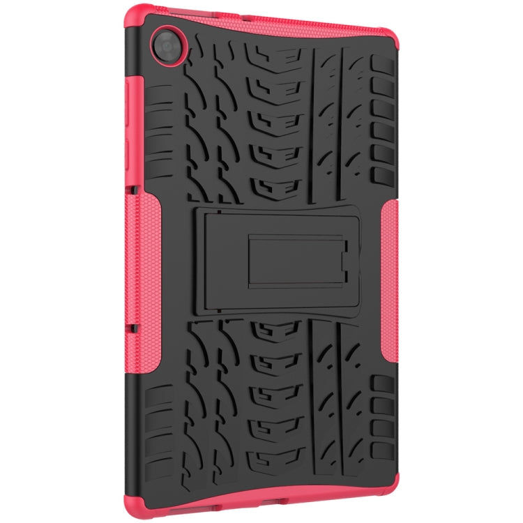 For Lenovo Tab M10 HD Gen 2 (TB-X306F) Tire Texture TPU+PC Shockproof Case with Holder(Pink)