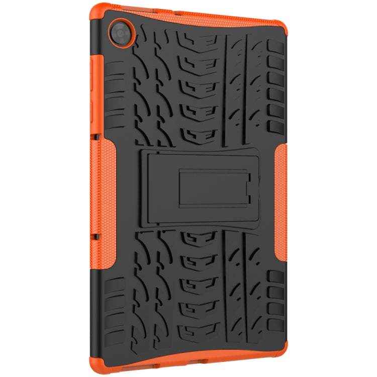For Lenovo Tab M10 HD Gen 2 (TB-X306F) Tire Texture TPU+PC Shockproof Case with Holder(Orange)