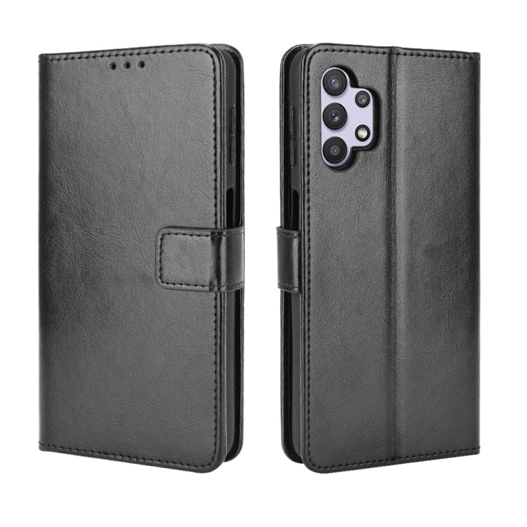 For Samsung Galaxy A32 5G Retro Crazy Horse Texture Horizontal Flip Leather Case with Holder & Card Slots & Lanyard(Black)