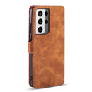 For Samsung Galaxy S21 Ultra 5G DG.MING Retro Oil Side Horizontal Flip Case with Holder & Card Slots & Wallet(Brown)