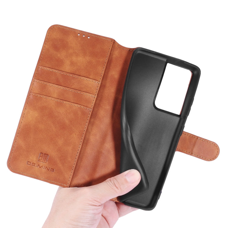 For Samsung Galaxy S21 Ultra 5G DG.MING Retro Oil Side Horizontal Flip Case with Holder & Card Slots & Wallet(Brown)